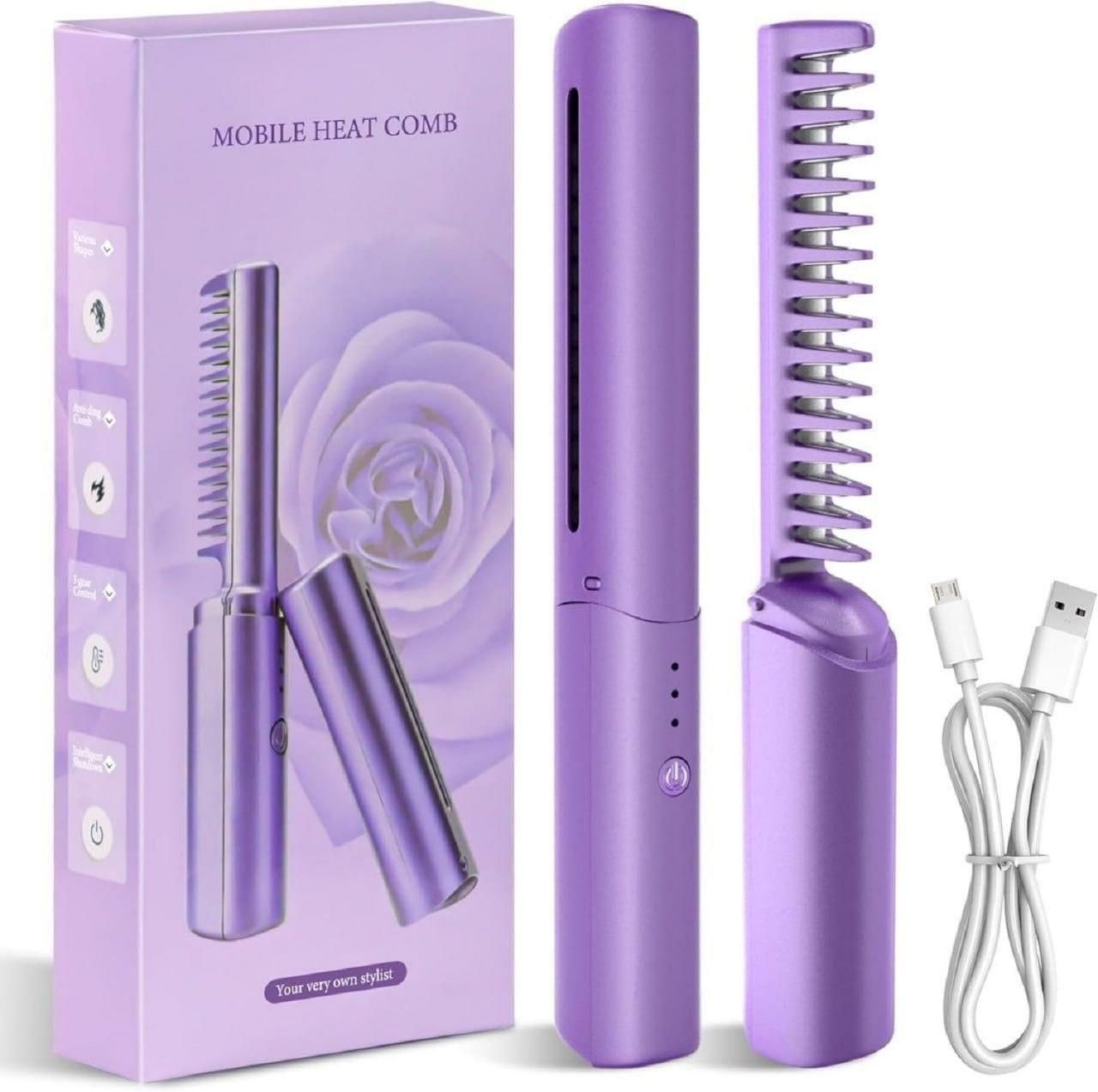 Meneflix Portable Mini Hair Straightener Cordless Rechargeable Mini Adjustable Hair Straightener Hot Comb nmwwyb-dg