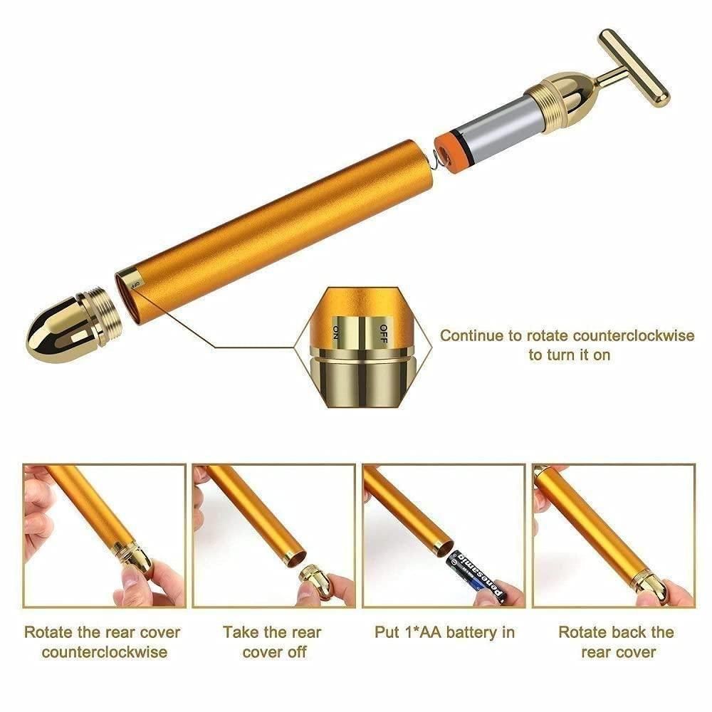 24K Gold Energy Beauty Bar Electric Facial Massage Roller nmwwyb-dg