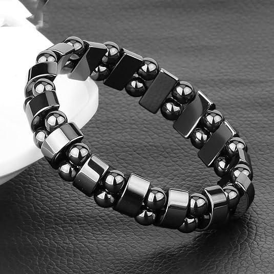Magnetic Sugar Control Bracelet,Unisex Stylish Health Care Magnetic Black Stone Therapy Bracelet nmwwyb-dg