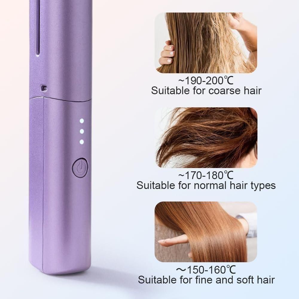 Meneflix Portable Mini Hair Straightener Cordless Rechargeable Mini Adjustable Hair Straightener Hot Comb nmwwyb-dg