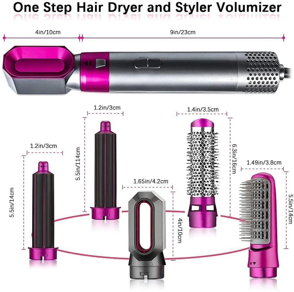 5 in 1 Multifunctional Hair Dryer Styling Tool, Detachable 5-in-1 Multi-Head Hot Air Comb, The Negative Ion Automatic Suction Hair Curler nmwwyb-dg