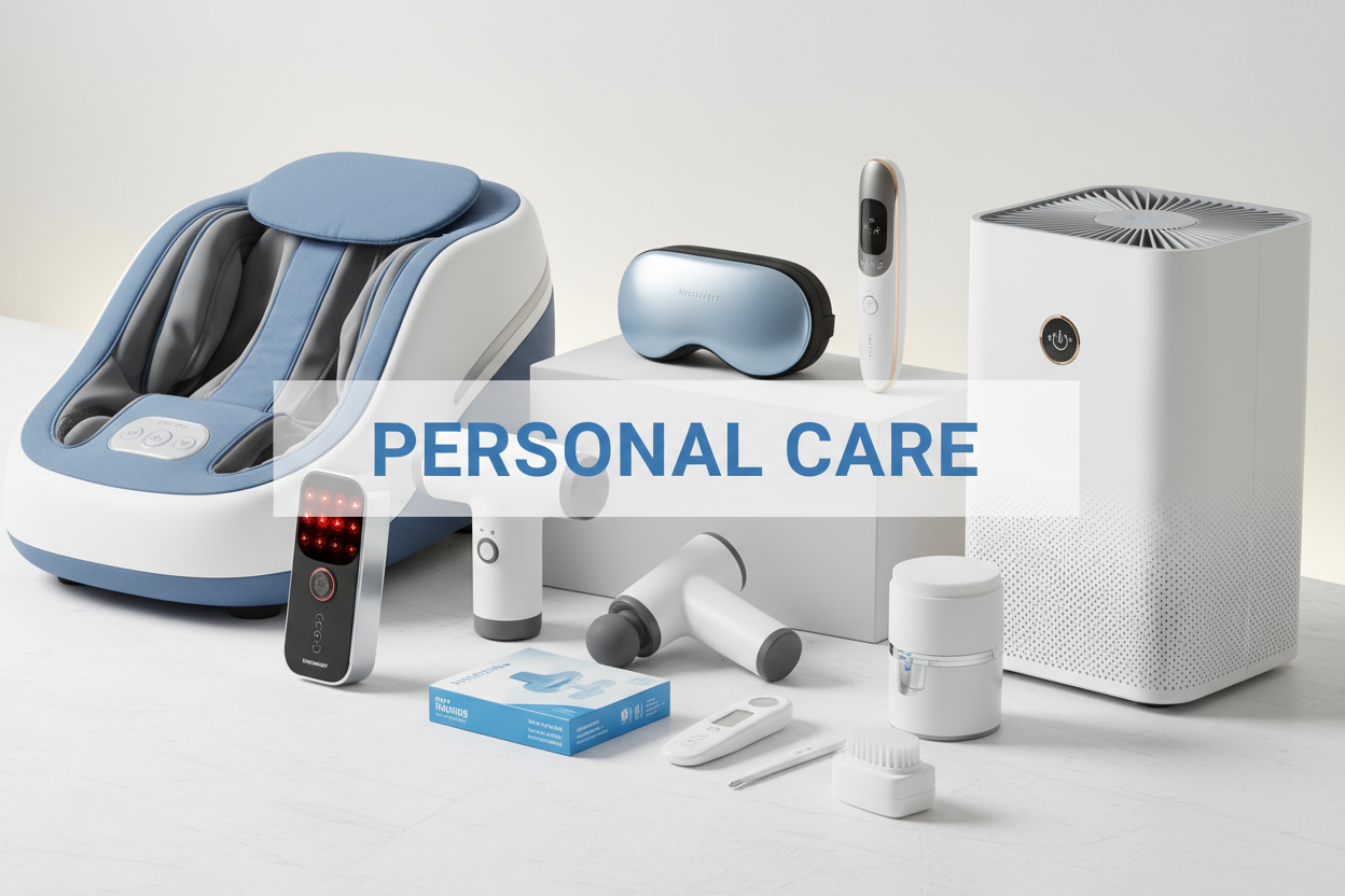 i need a image for the personal care items which includes personal care electronic items like foot massager pain relever , nasal strips kit and more